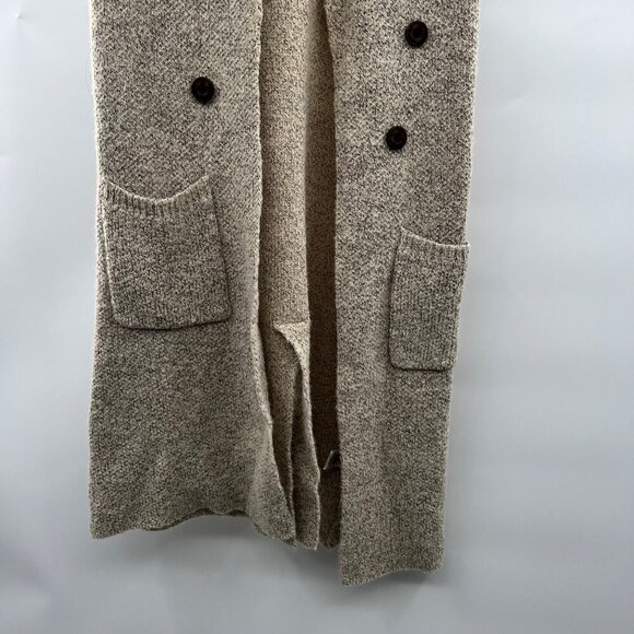 Love Tree Duster Cardigan Sleeveless Beige Size Small Buttons Pockets Knit - Picture 5 of 9